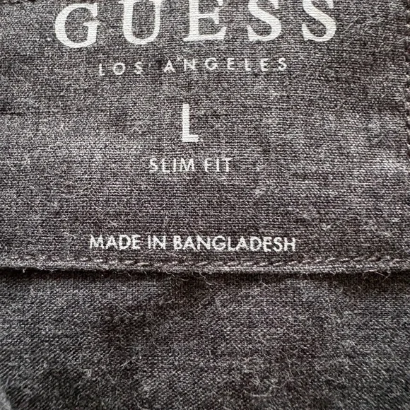 Guess Men's Short Sleeve Button-Down Shirt with P.U leather detail - Picture 8 of 10